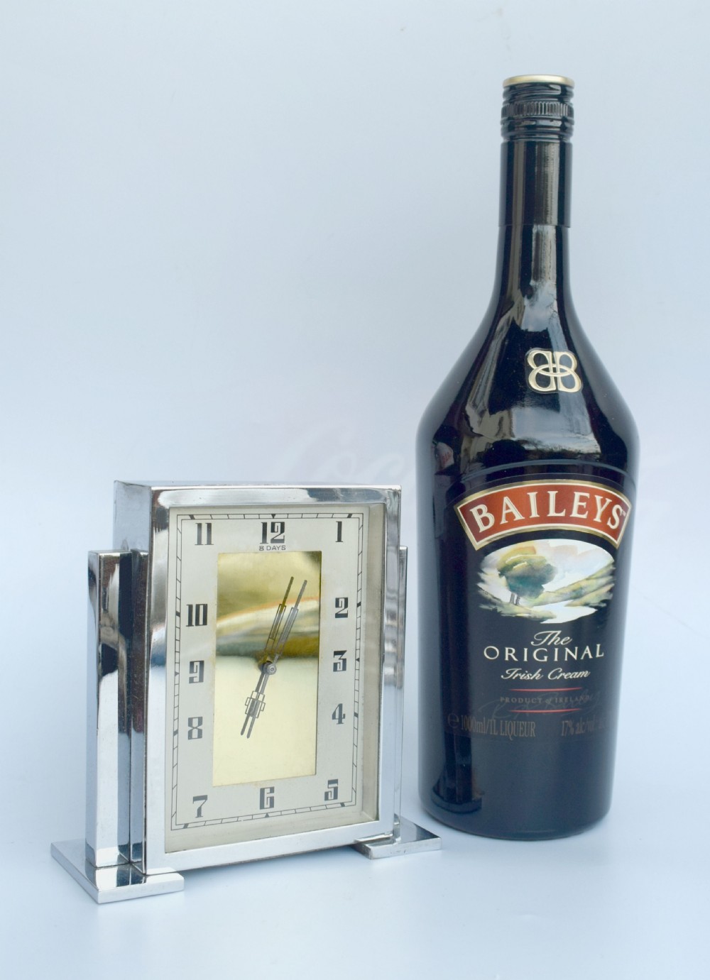 Art Deco Chrome English Mantle Clock, 8 Day, Circa 1930 View II