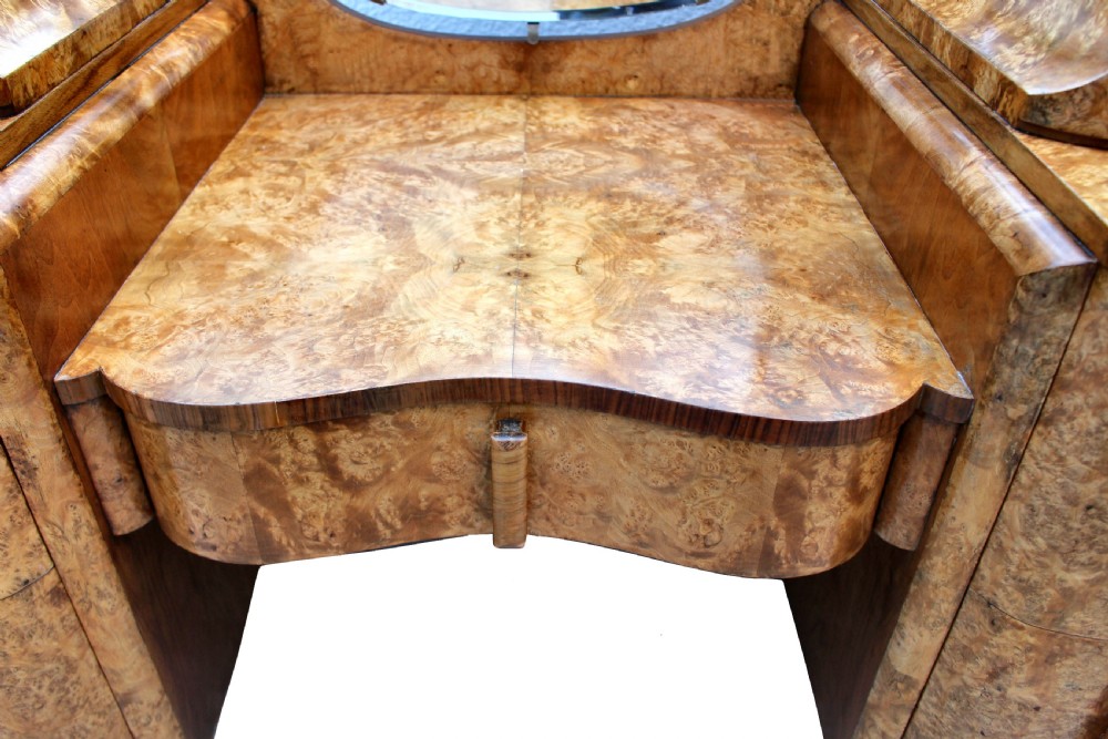 Art Deco Walnut Triple Mirror Dressing Table, c1930 View IV