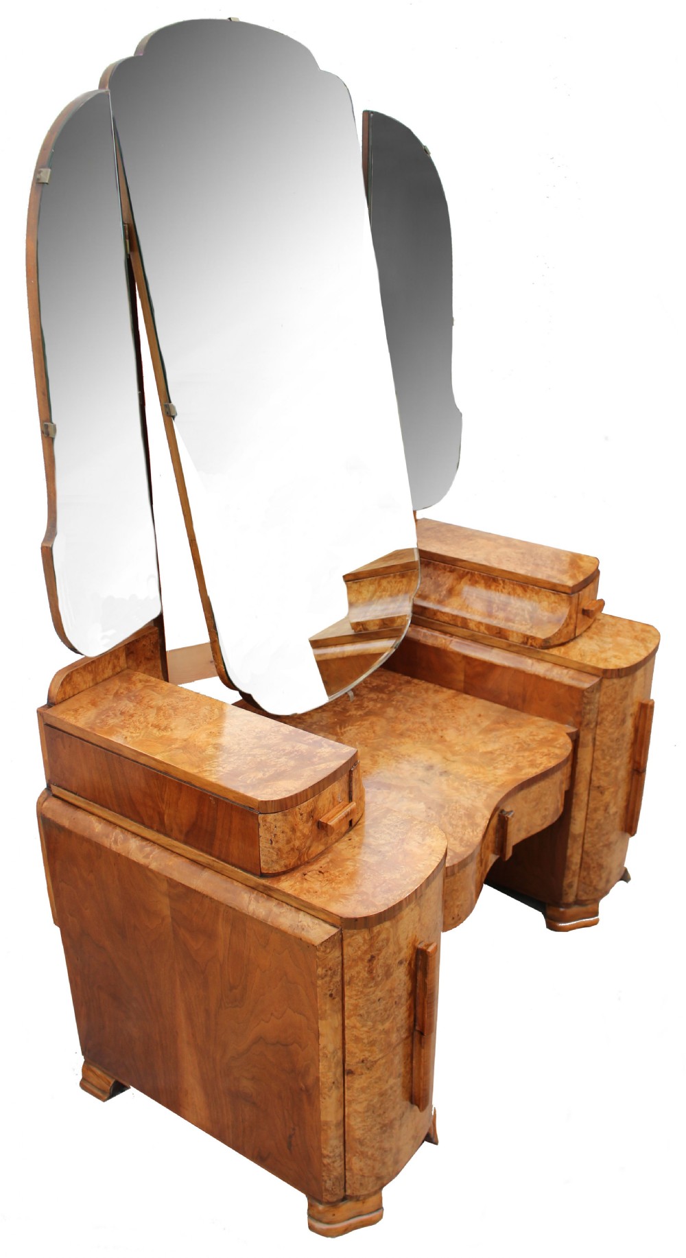 Art Deco Walnut Triple Mirror Dressing Table, c1930 View VIII