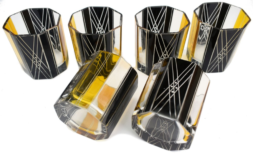 Art Deco Czech Glass Whisky Decanter Set View VI