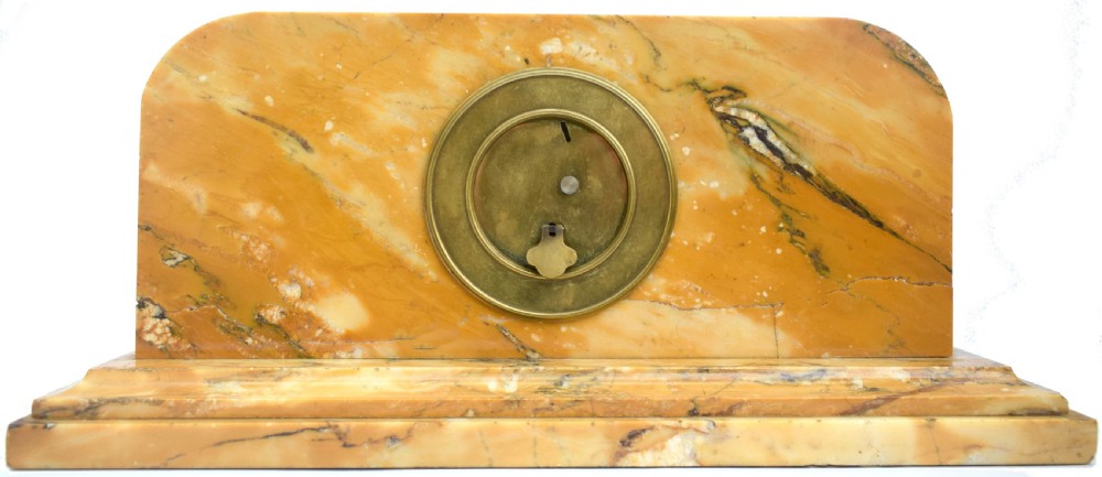 Art Deco Solid Marble 8 Day Mantle Clock, c1930 View III