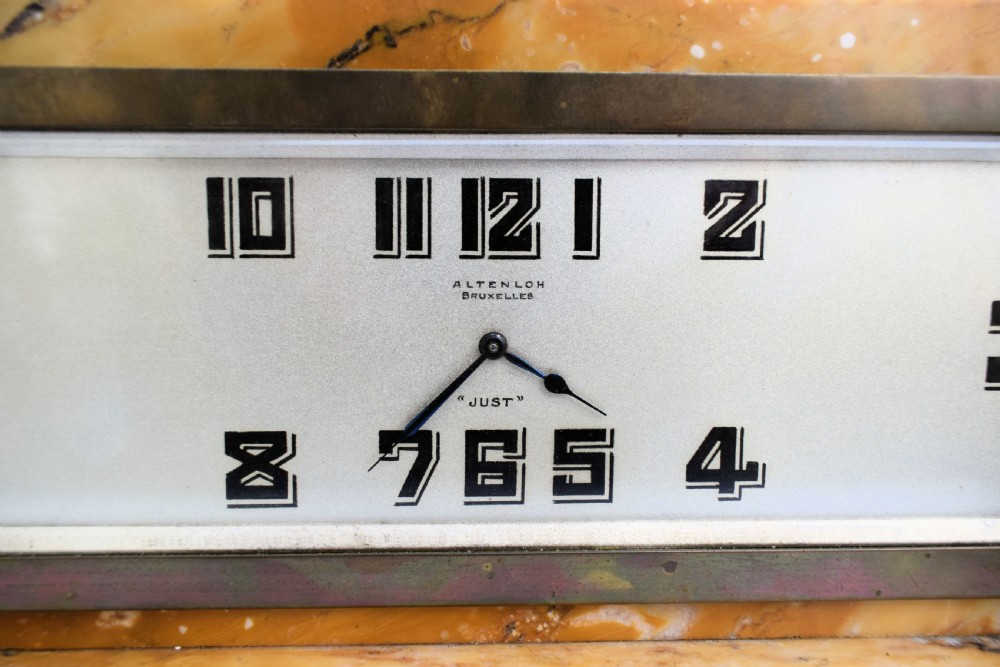 Art Deco Solid Marble 8 Day Mantle Clock, c1930 View IV