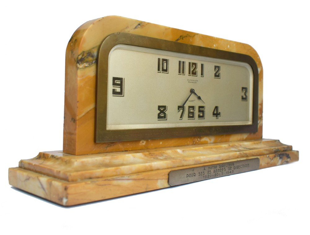 Art Deco Solid Marble 8 Day Mantle Clock, c1930 View V