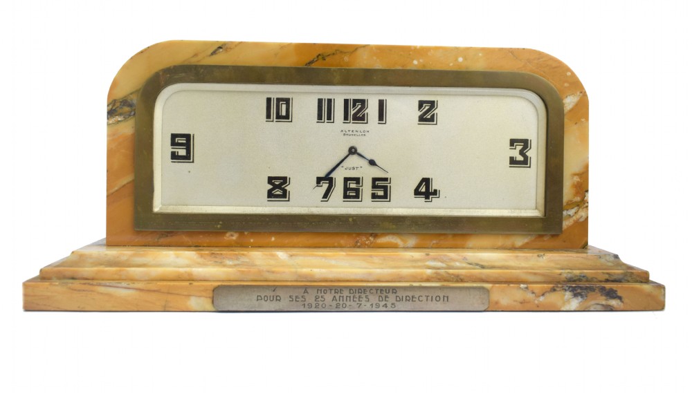 Art Deco Solid Marble 8 Day Mantle Clock, c1930