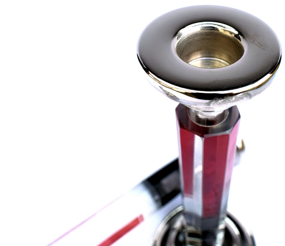 Art Deco Matching Pair of Nickel-Silver & Glass Candlesticks, c1930 View IV