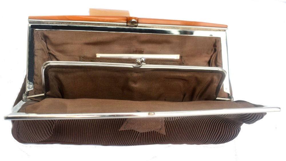 Art Deco Vintage Cord and Bakelite Handbag, c1930 View IV