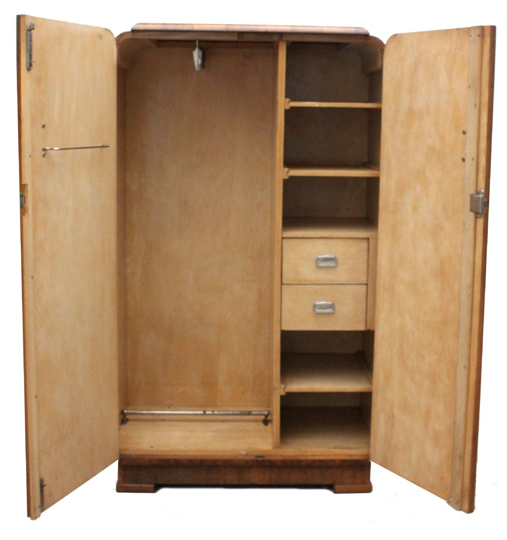 Art Deco Highly Figured Walnut Double Wardrobe, c1930 View III