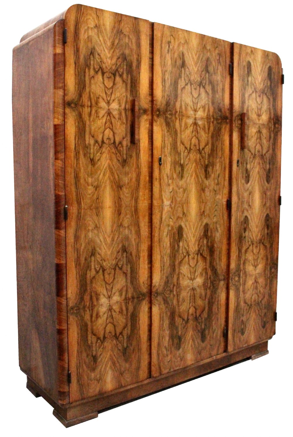 Art Deco Triple Wardrobe in Highly Figured Walnut, c1930 View II
