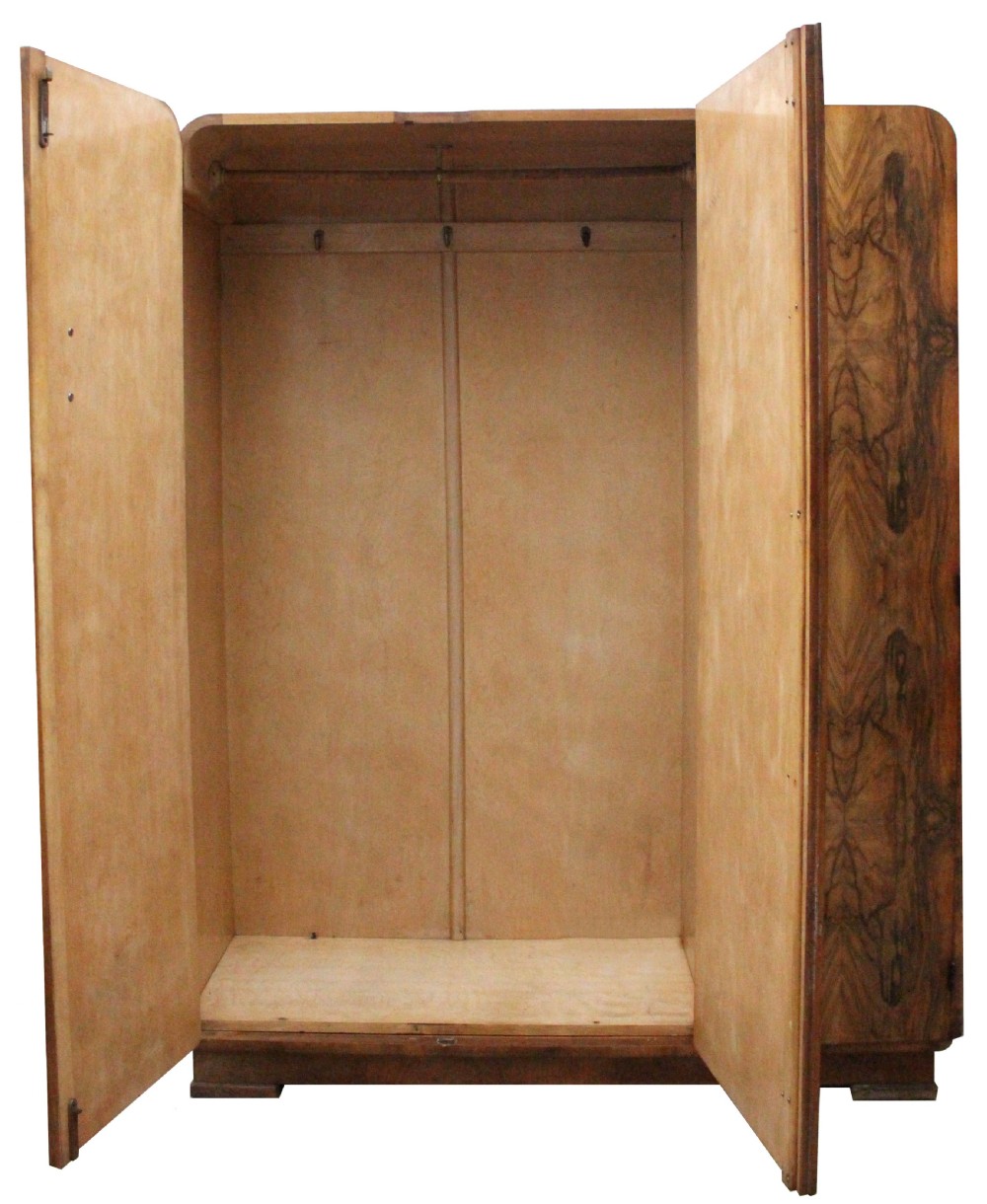 Art Deco Triple Wardrobe in Highly Figured Walnut, c1930 View IV