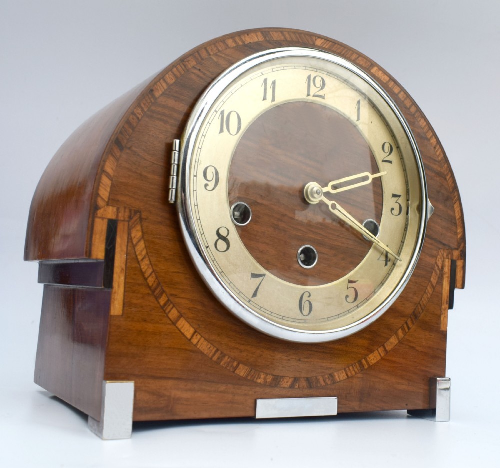 Art Deco Westminster Chime Inlaid Mantel Clock by Thomas Haller, c1930 View VII