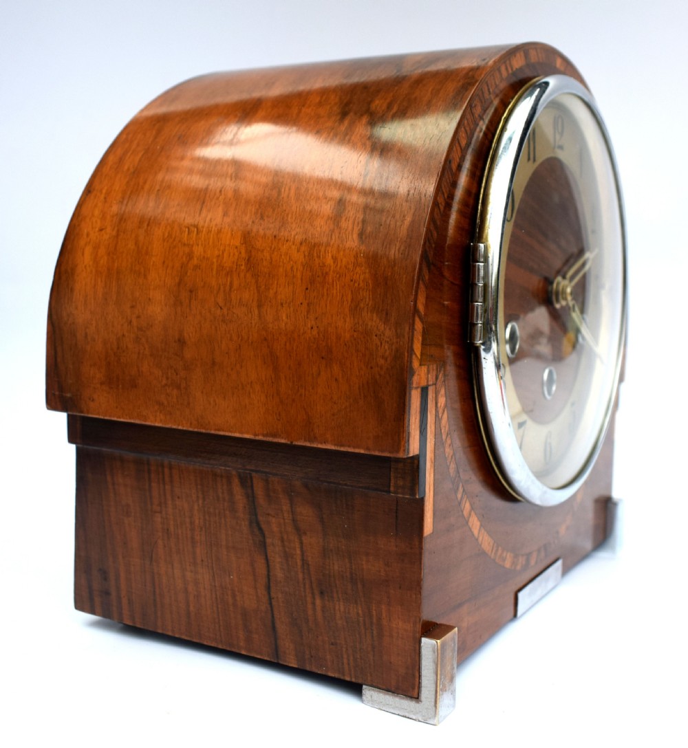 Art Deco Westminster Chime Inlaid Mantel Clock by Thomas Haller, c1930 View VIII