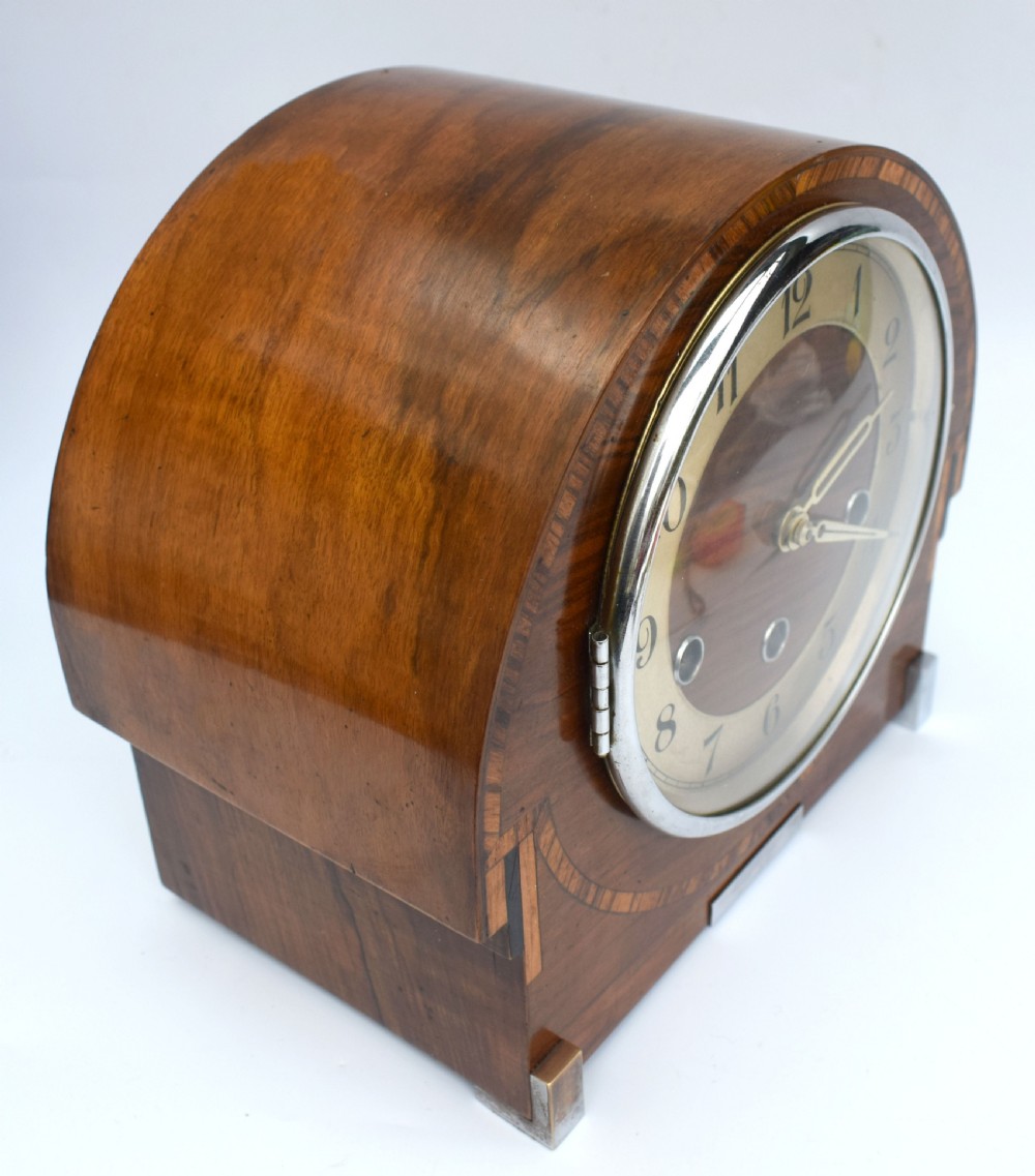 Art Deco Westminster Chime Inlaid Mantel Clock by Thomas Haller, c1930 View IX