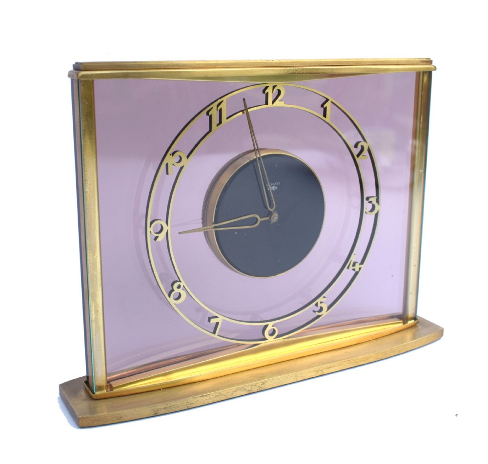 Art Deco Bauhaus 8 Day Brass & Glass Clock By JUNGHANS, c1930 View II