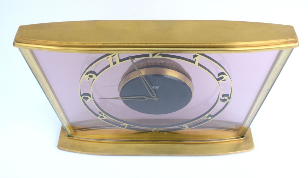 Art Deco Bauhaus 8 Day Brass & Glass Clock By JUNGHANS, c1930 View III