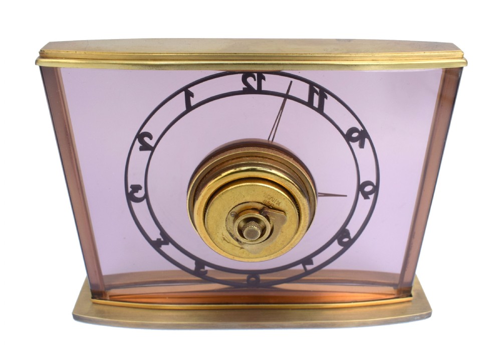 Art Deco Bauhaus 8 Day Brass & Glass Clock By JUNGHANS, c1930 View VI