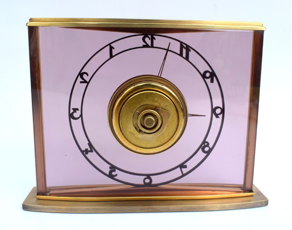 Art Deco Bauhaus 8 Day Brass & Glass Clock By JUNGHANS, c1930 View VII
