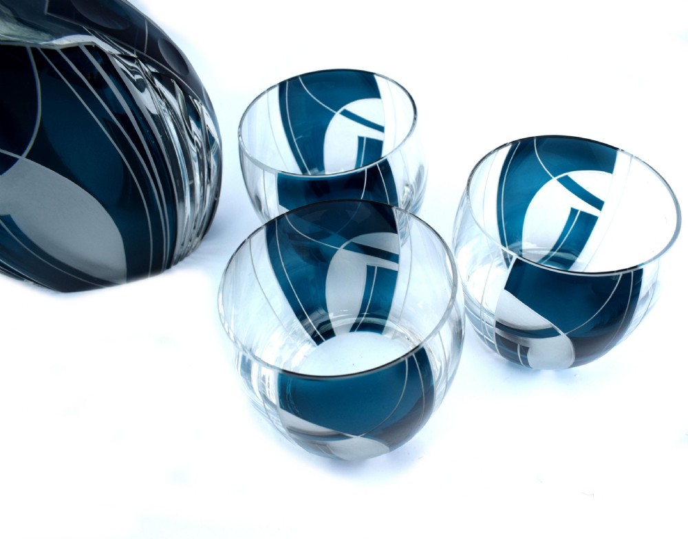 Art Deco Czech Whisky Decanter Set View II