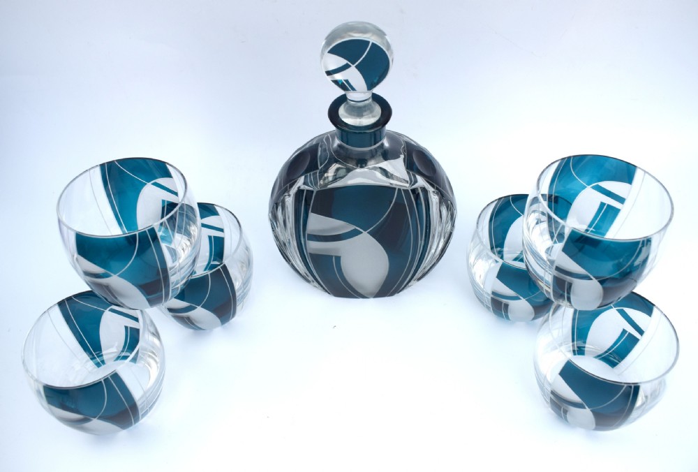 Art Deco Czech Whisky Decanter Set View VII