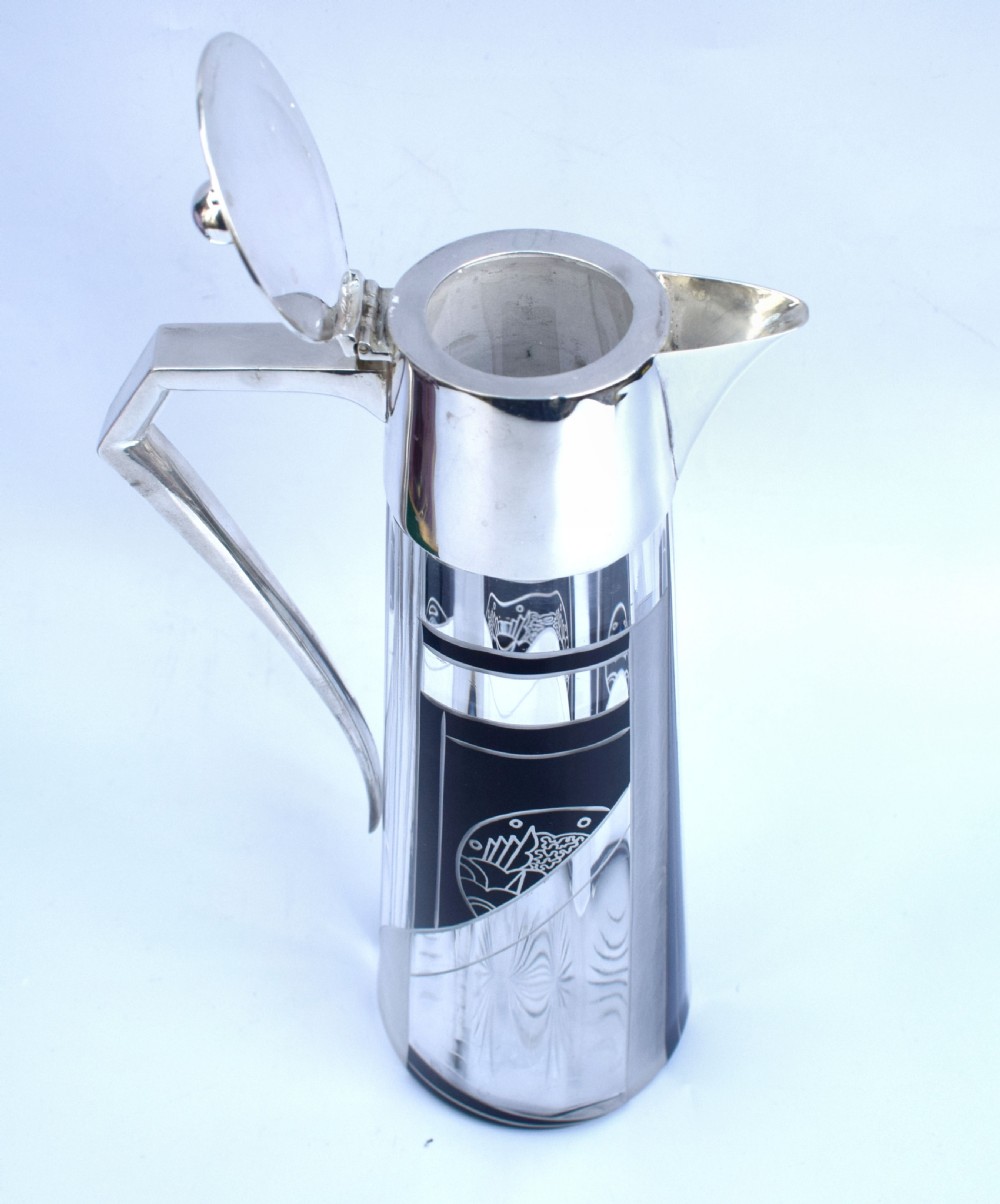 Art Deco Silver & Cut Glass Pitcher By Karl Palda, c1930 View VII