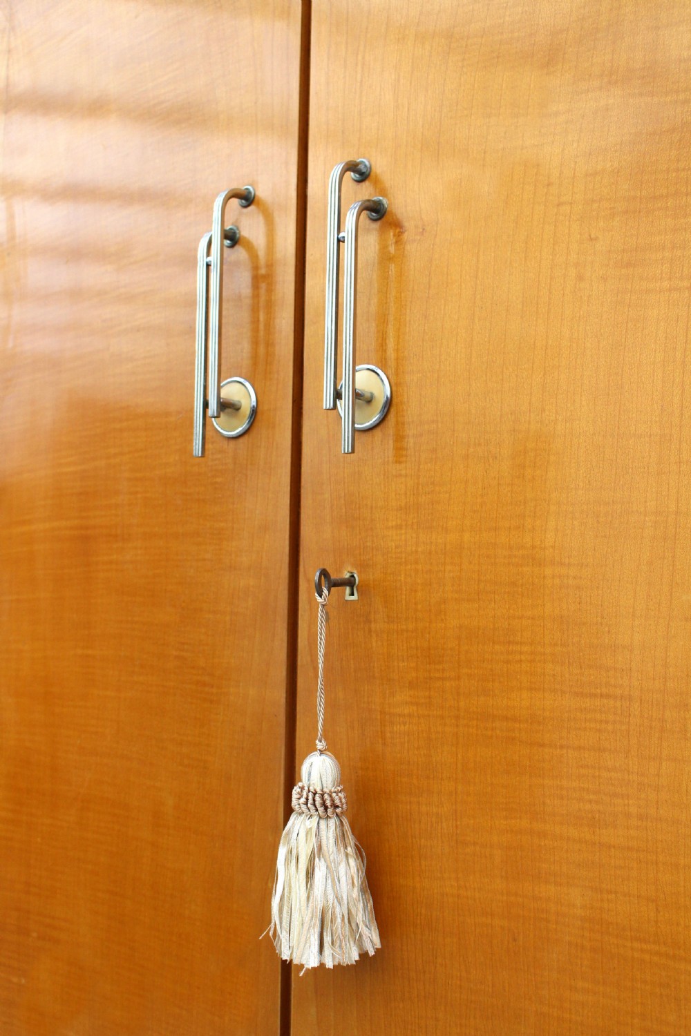 Art Deco Double Wardrobe in Blonde Sycamore , c1930 View V