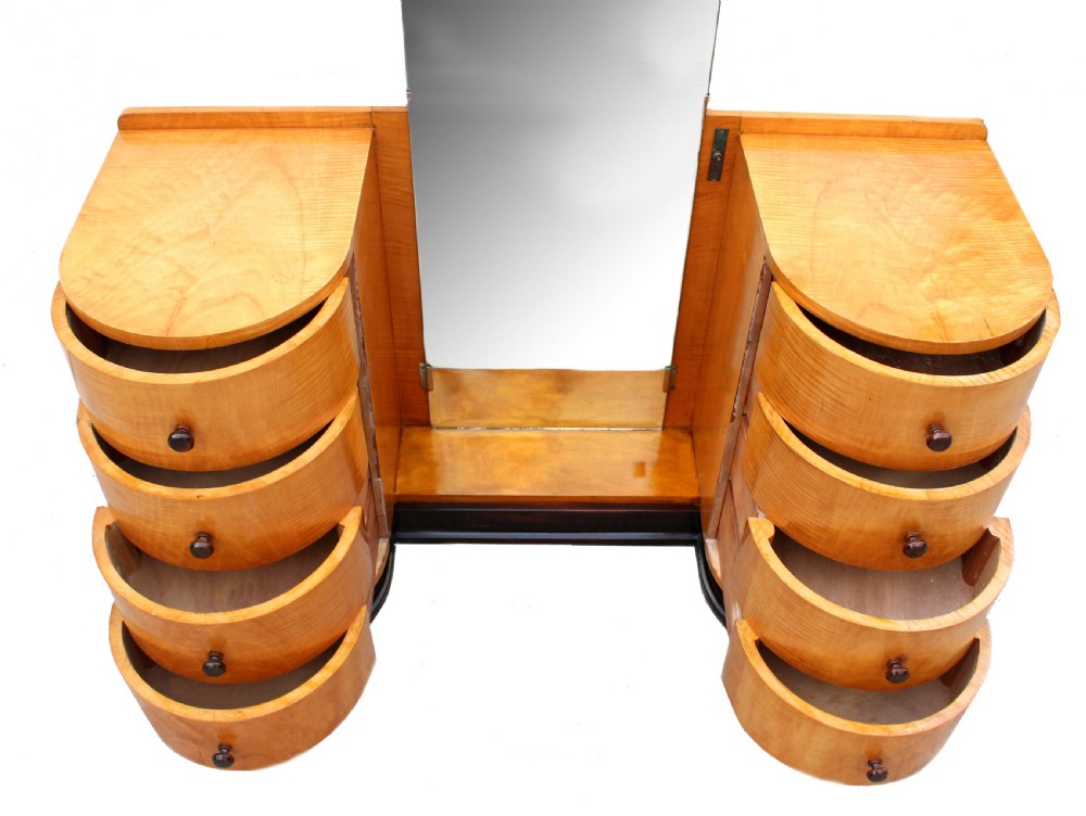 Art Deco Illuminated Dressing Table & Stool In Sycamore , c1930 View IV