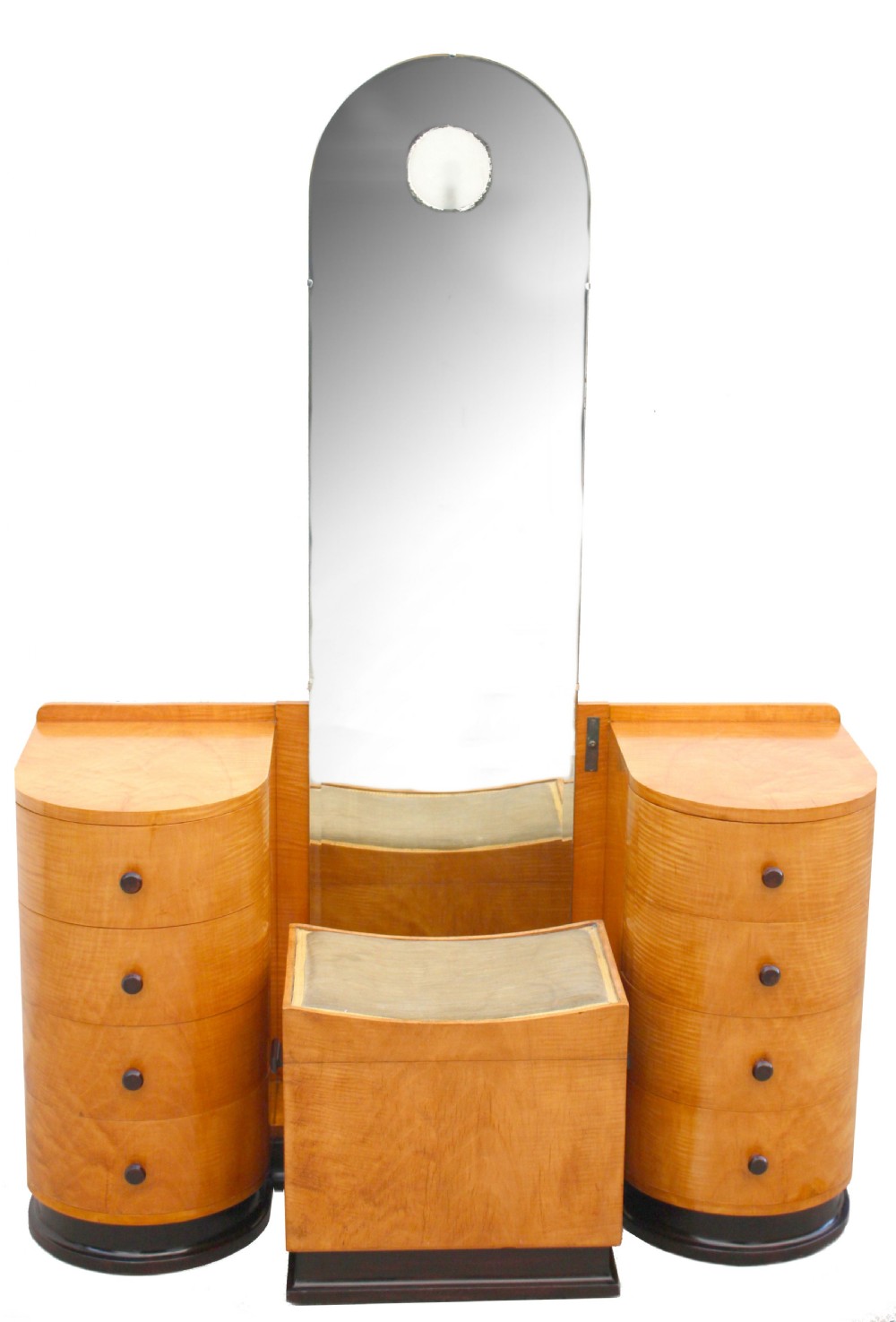 Art Deco Illuminated Dressing Table & Stool In Sycamore , c1930 View XIV