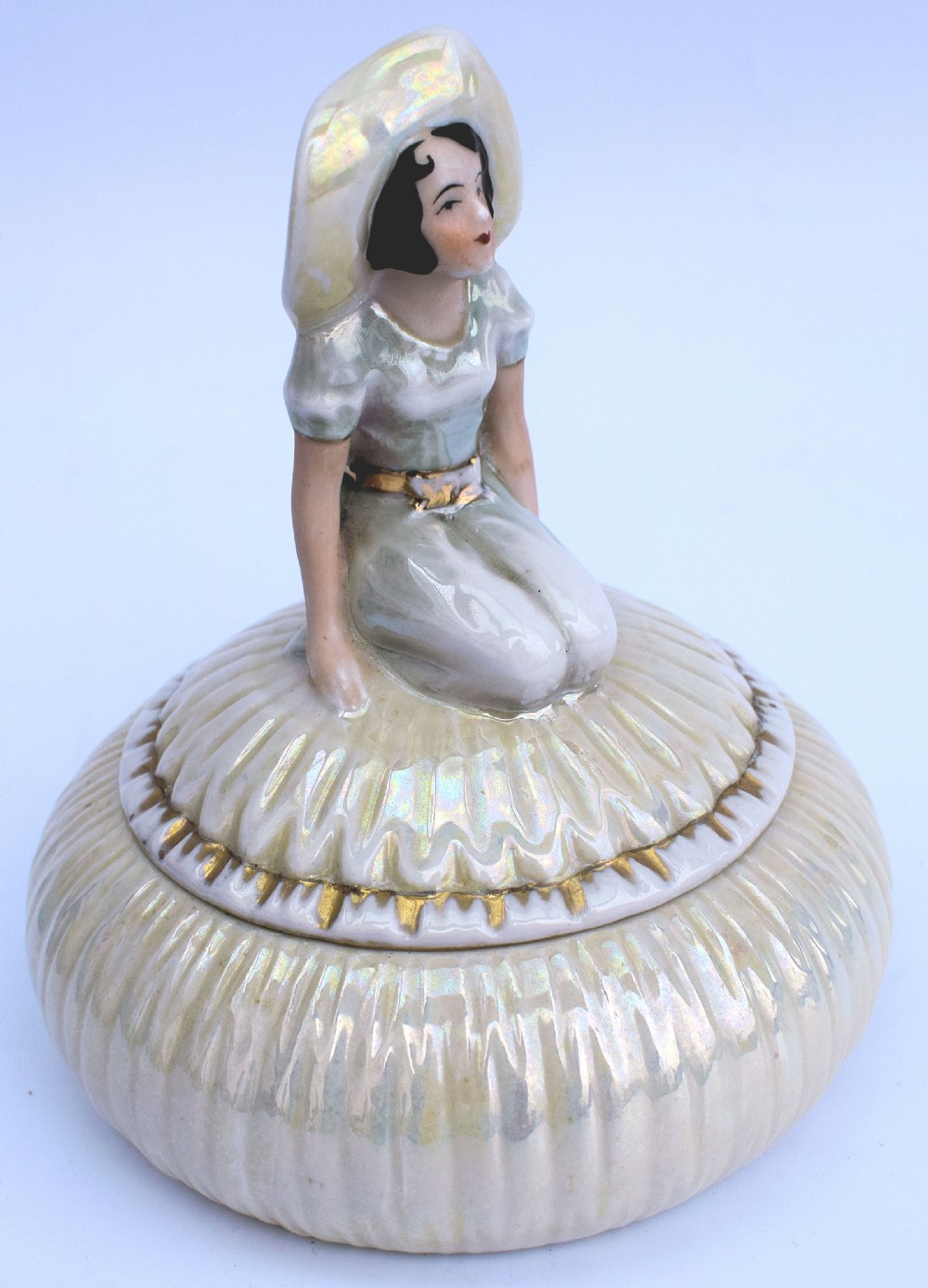 Art Deco Ceramic Trinket Box , Circa 1930 View IV