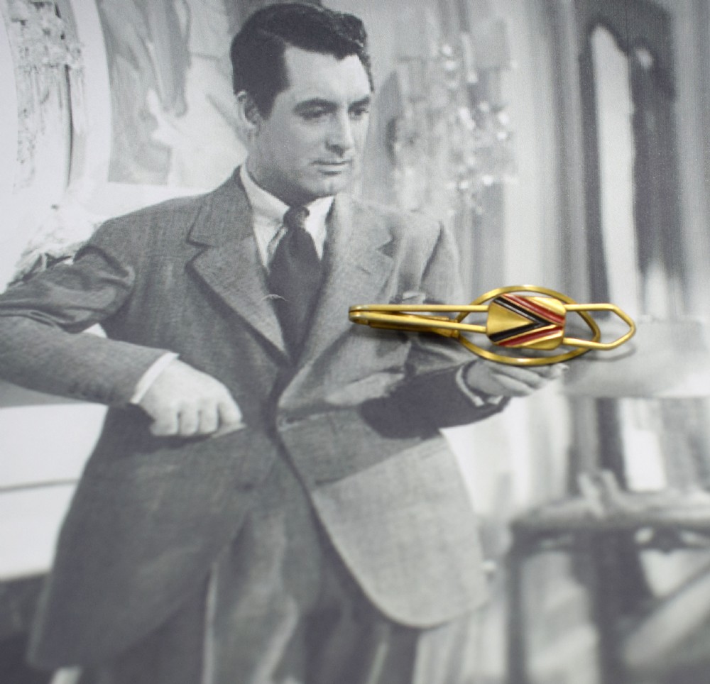 Art Deco Chrome & Enamel Gents Tie Pin, c1930's
