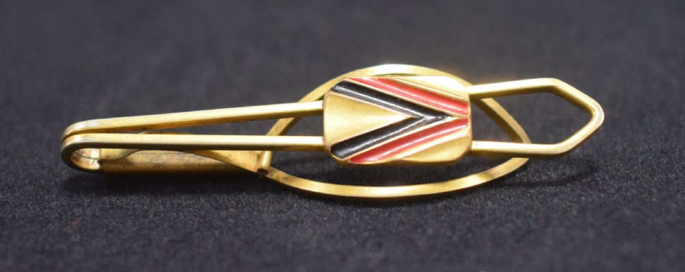 Art Deco Chrome & Enamel Gents Tie Pin, c1930's View II
