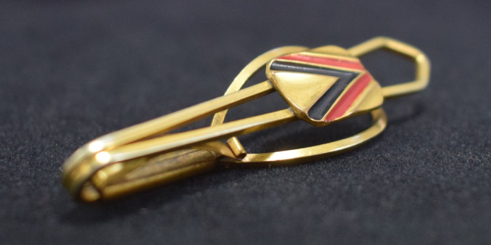 Art Deco Chrome & Enamel Gents Tie Pin, c1930's View III