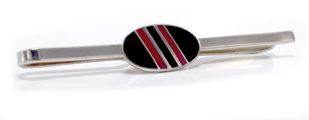 Art Deco Chrome & Enamel Gents Tie Pin, c1930's