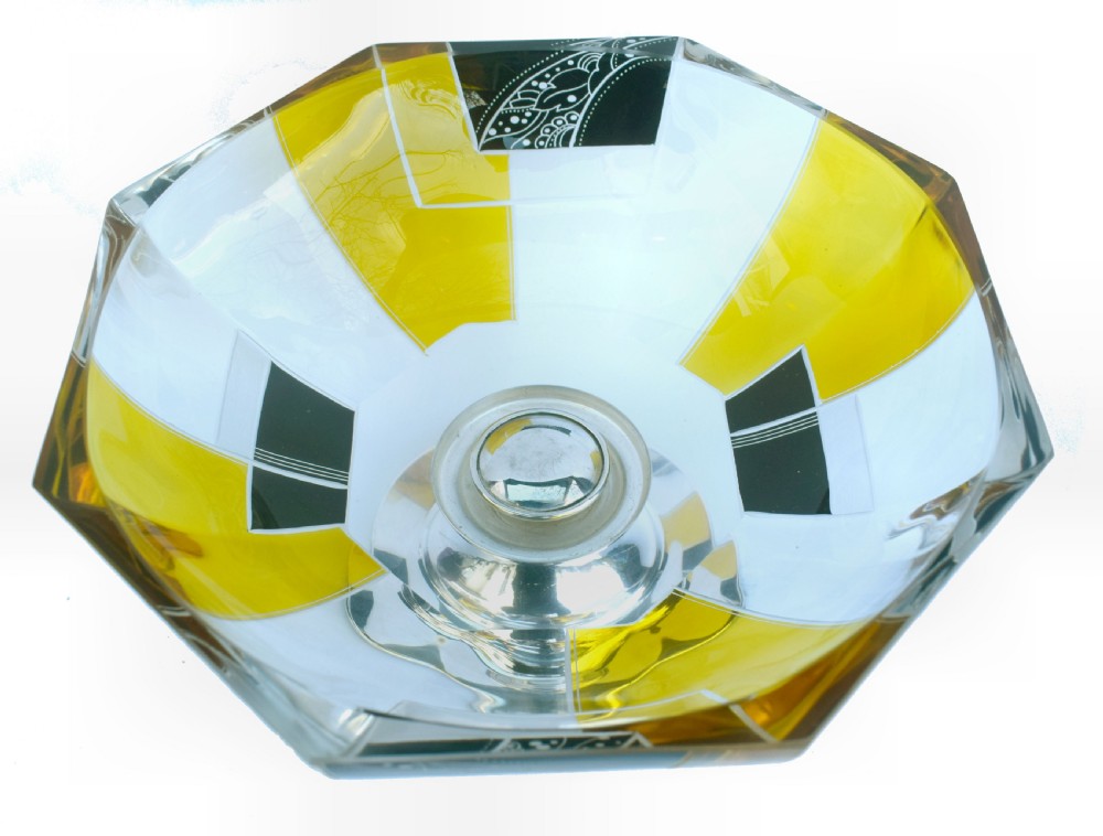 Large Art Deco Glass & Silver Plate Coupe, c1930 View III