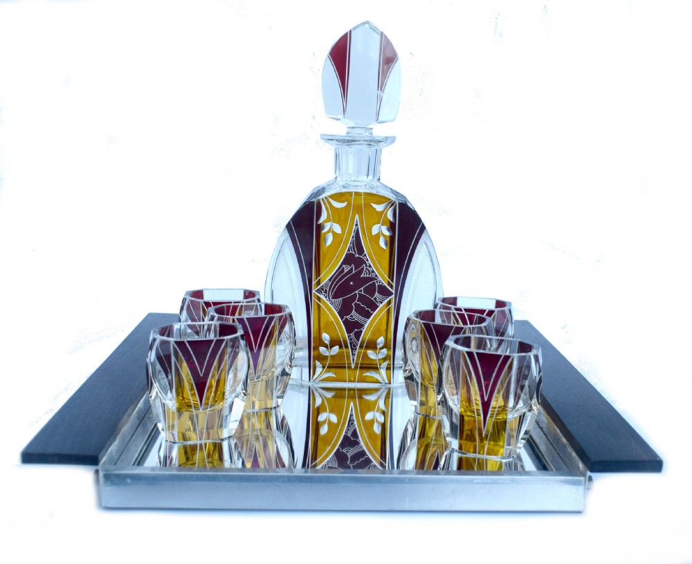 Art Deco Czech Decanter Set by Karl Palda