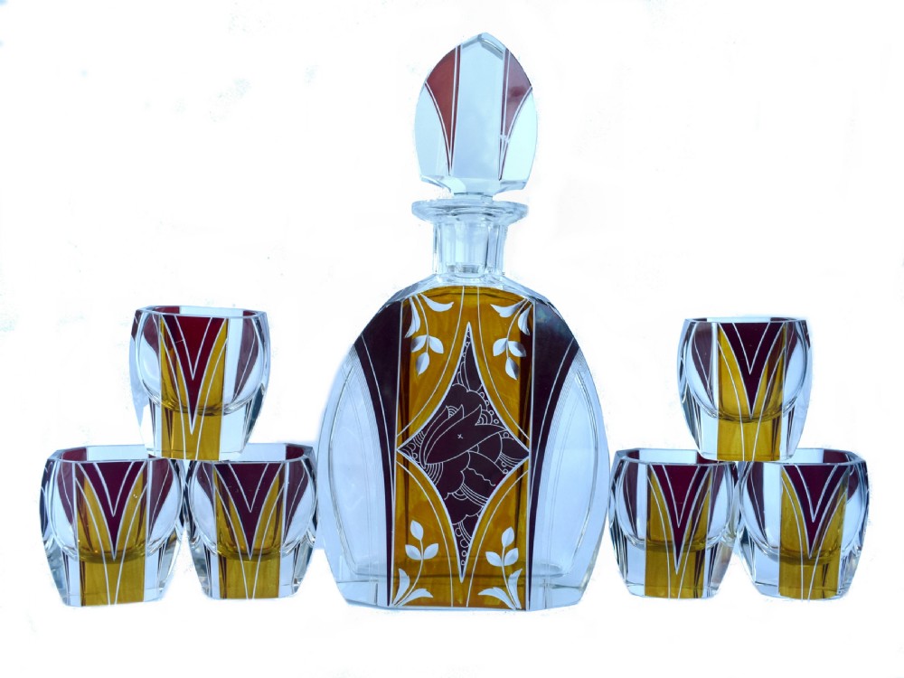 Art Deco Czech Decanter Set by Karl Palda View II