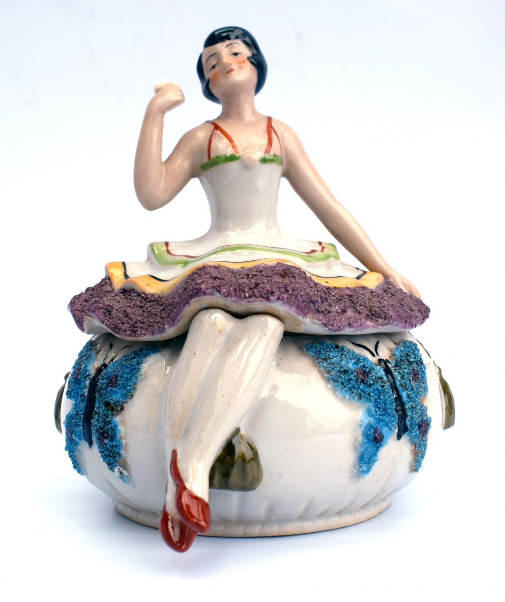 Art Deco Half Doll Powder Bowl, c1930's 