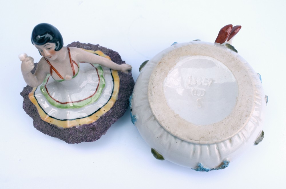 Art Deco Half Doll Powder Bowl, c1930's  View VIII