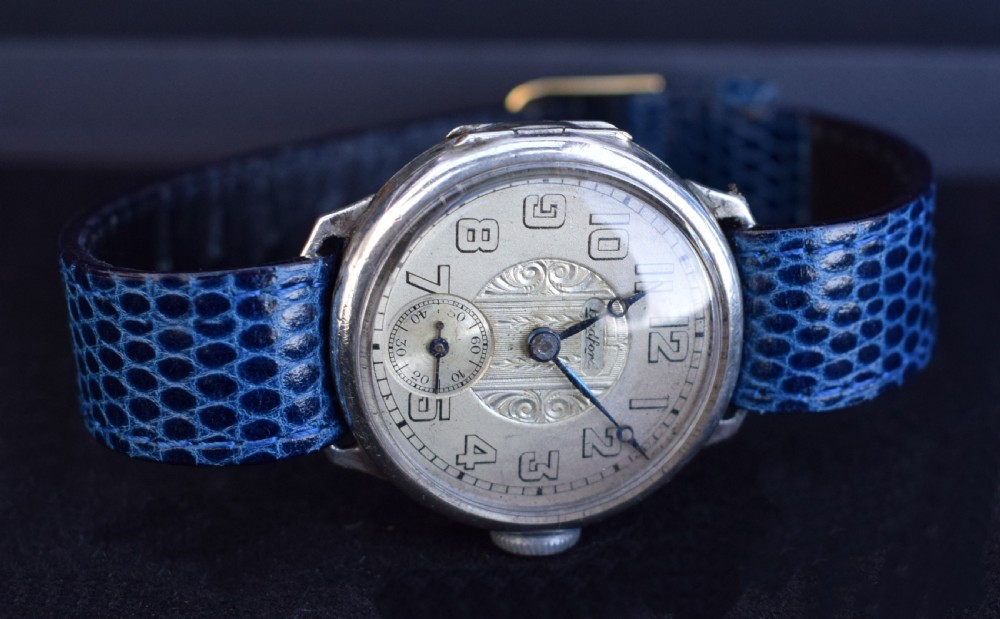 Art Deco Gents Manual Silver Wrist Watch By Bedford, c1929 View IV
