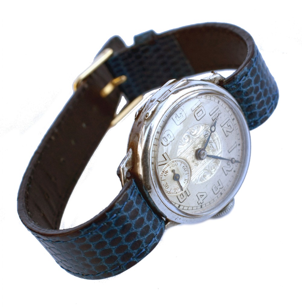 Art Deco Gents Manual Silver Wrist Watch By Bedford, c1929 View VI