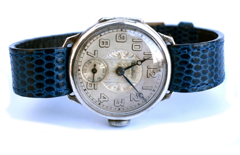 Art Deco Gents Manual Silver Wrist Watch By Bedford, c1929 View VII
