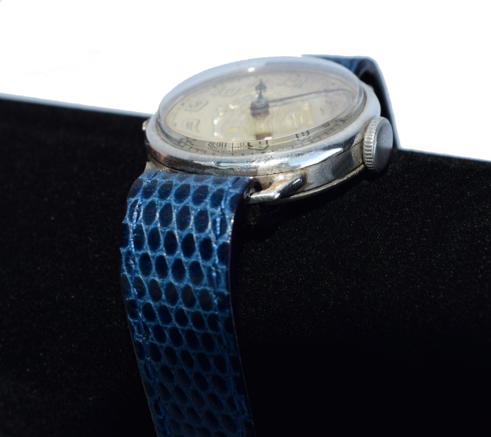 Art Deco Gents Manual Silver Wrist Watch By Bedford, c1929 View VIII