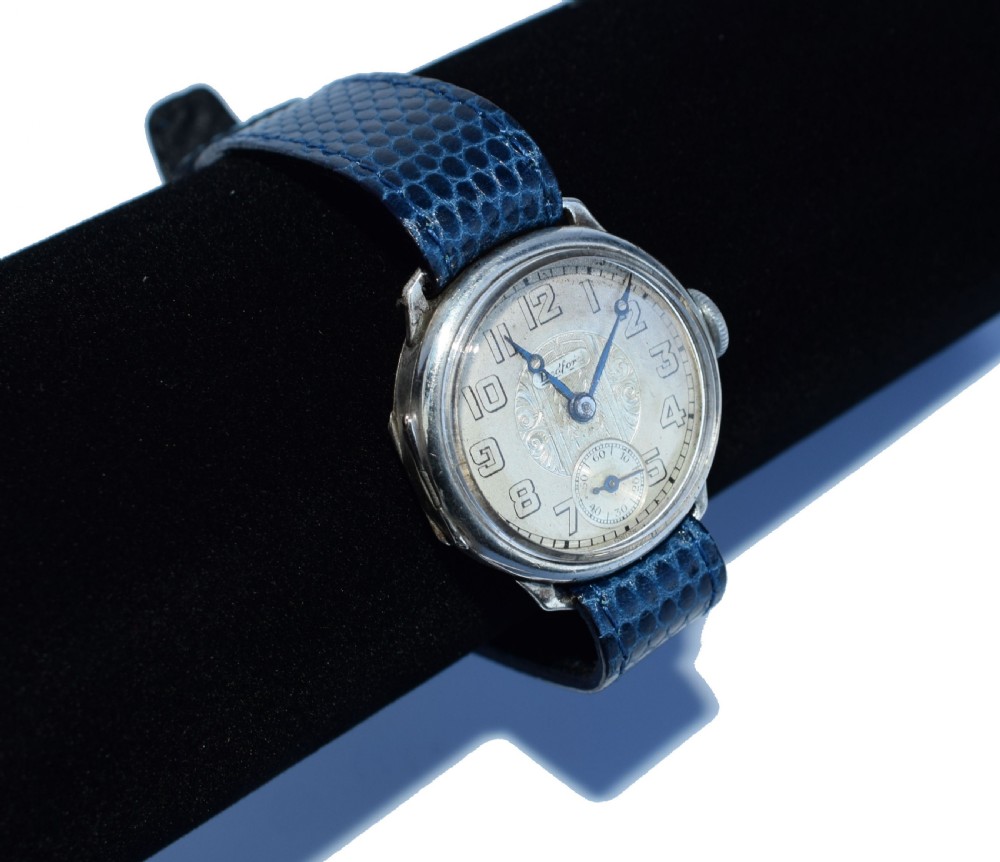 Art Deco Gents Manual Silver Wrist Watch By Bedford, c1929 View IX