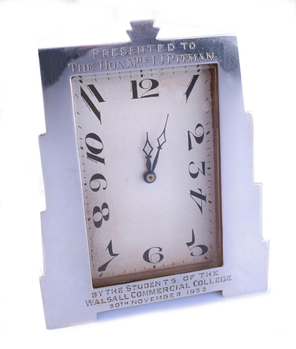 Art Deco Solid Silver Cased Easel Desk Clock, c1932 View VII