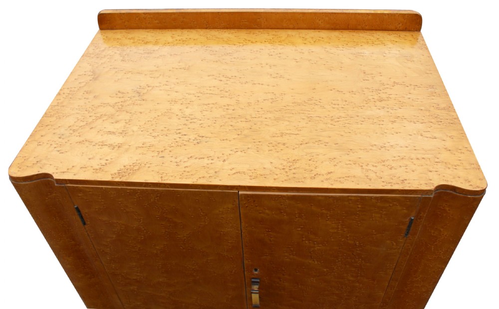 Art Deco Blonde Birds Eye Maple Tall Boy, Circa 1930 View VI