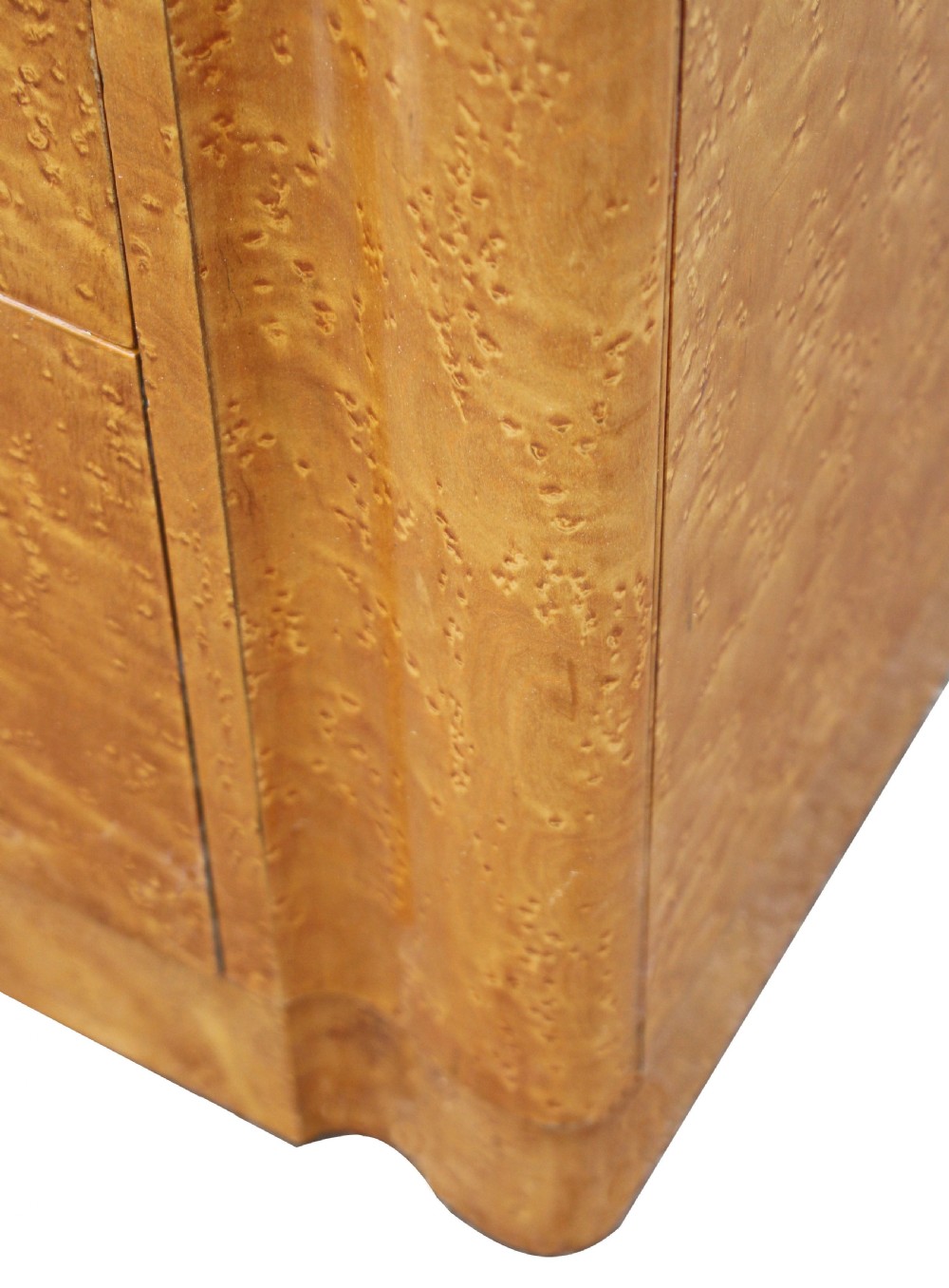 Art Deco Blonde Birds Eye Maple Tall Boy, Circa 1930 View X