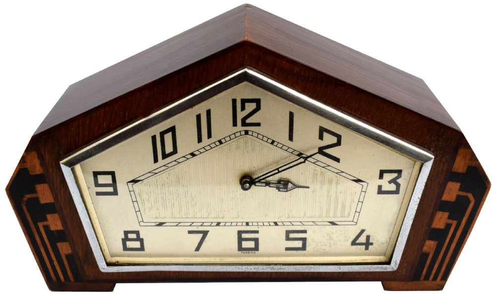 Art Deco Walnut Mantle Clock, c1930s  View II