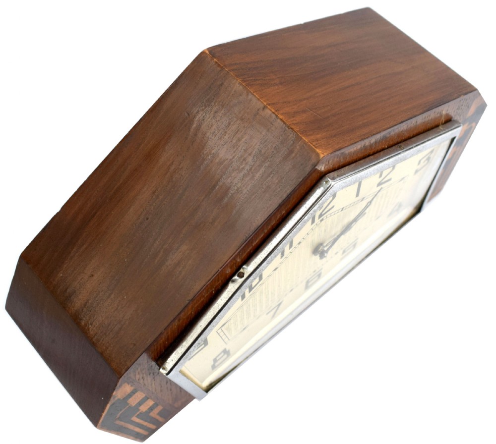 Art Deco Walnut Mantle Clock, c1930s  View VI