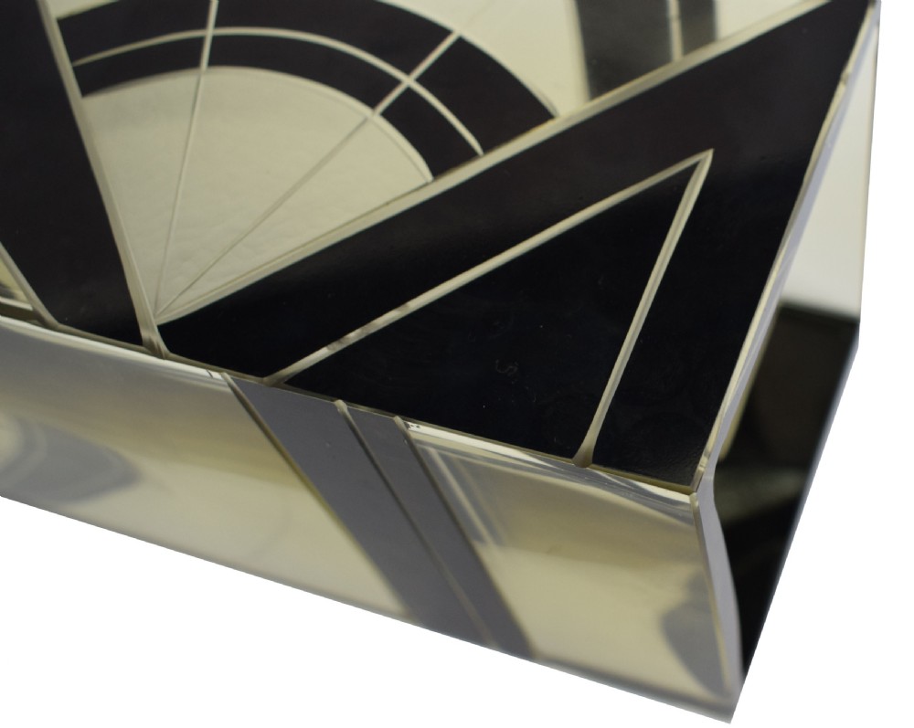 Art Deco Glass & Enamel Etched Vase View V