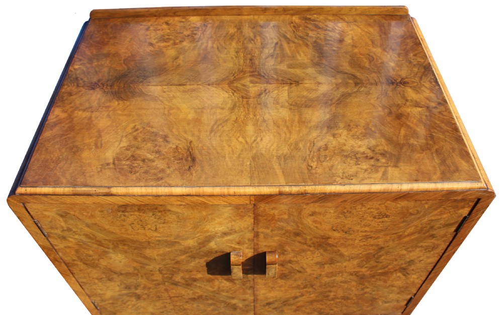 Art Deco Walnut Figured Walnut Tallboy , Circa 1930 View IV