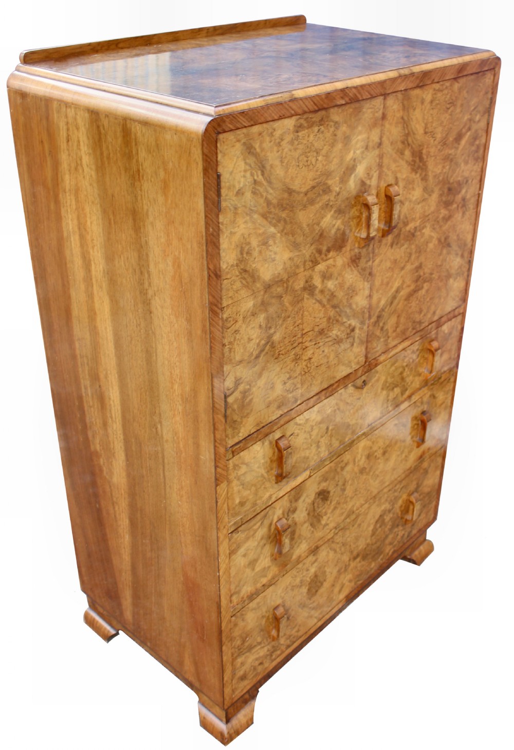 Art Deco Walnut Figured Walnut Tallboy , Circa 1930 View VI