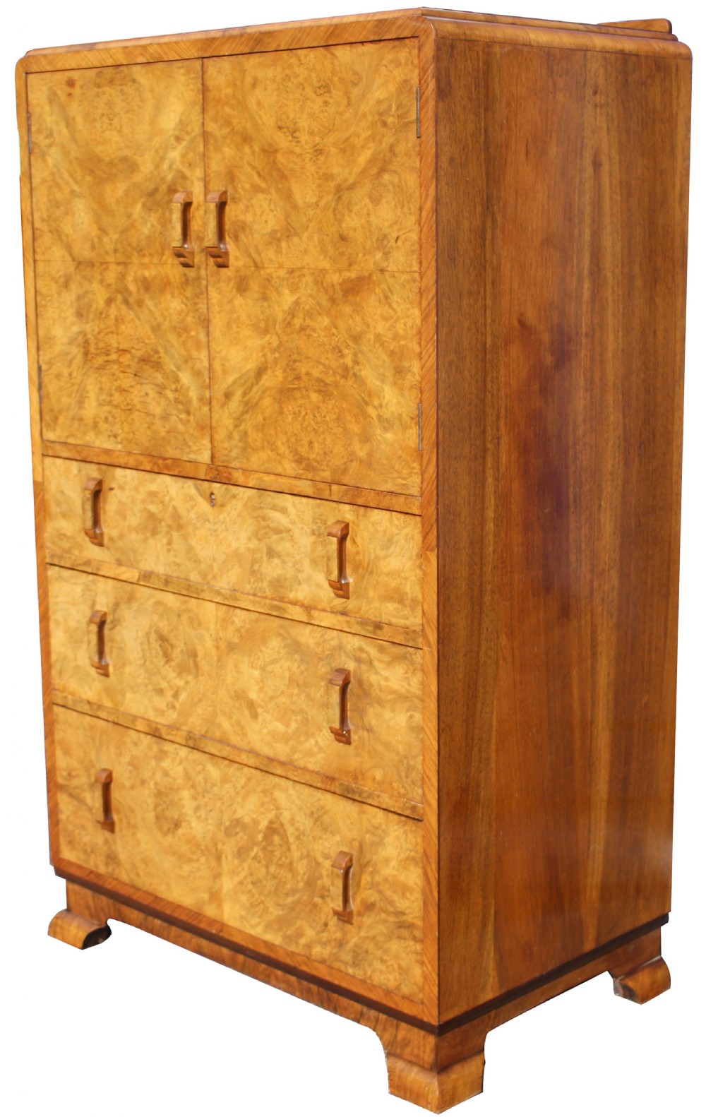 Art Deco Walnut Figured Walnut Tallboy , Circa 1930 View VII
